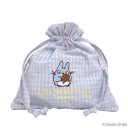 龍貓包 粉嫩格子束口袋