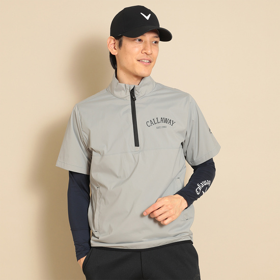 CALLAWAY Nylon Stretch Short Sleeve Half Zip Water Repellent Blouson *4L size available (MENS)